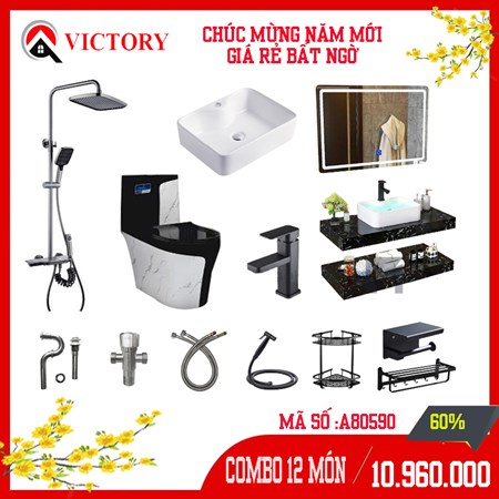 Bộ combo bồn cầu trọn bộ thiết bị 80590