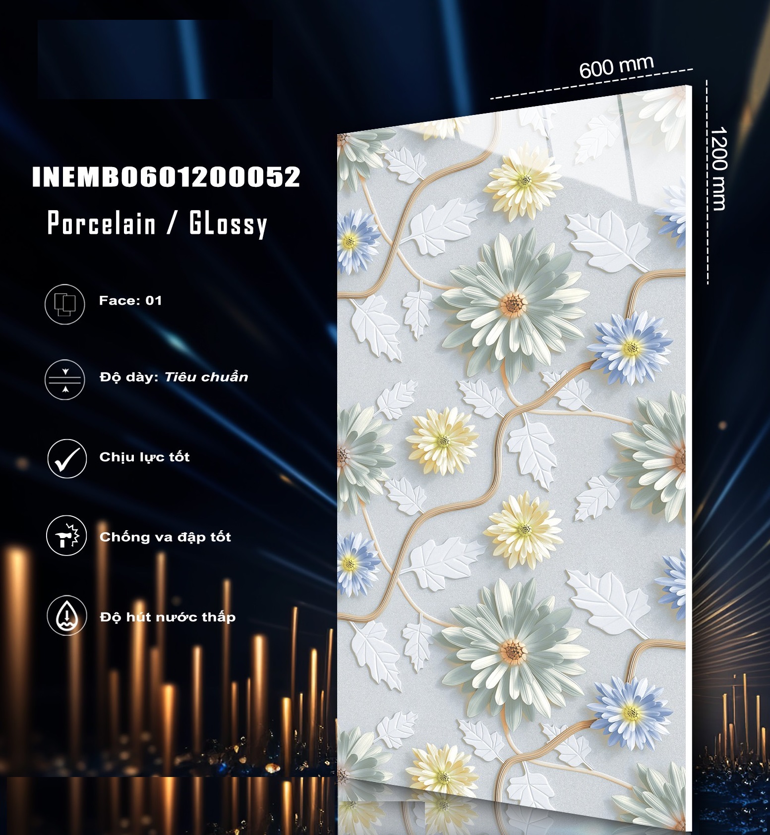 Gạch INDIA 600x1200 Bóng kính 52