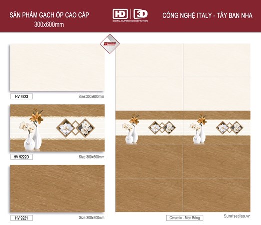 Gạch men giá rẻ 30x60 bộ vân nâu