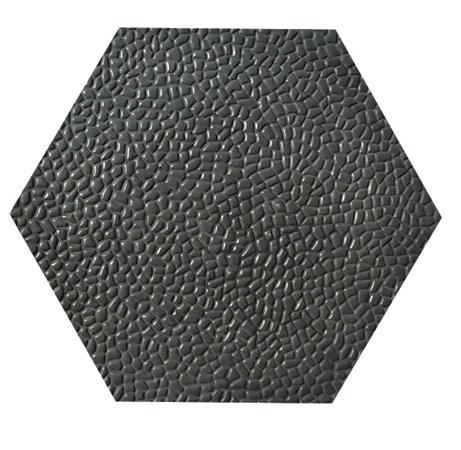 Gạch sỏi lục giác hạt nghiền dày đen